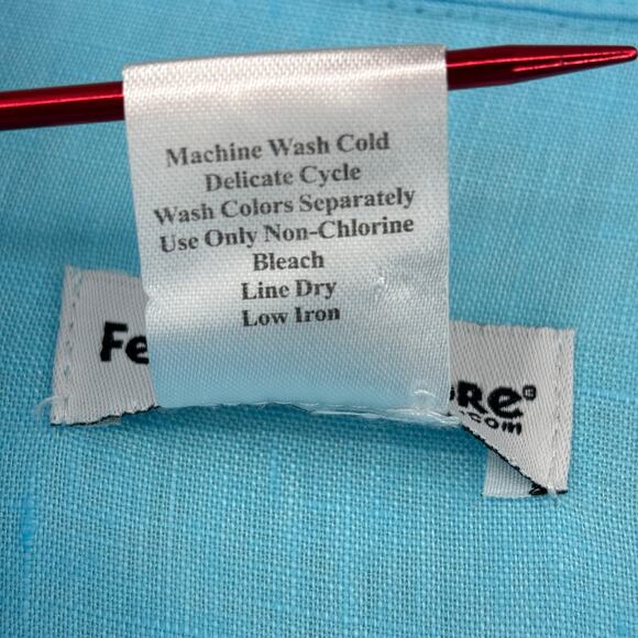 Feel Good Store Tunic Blouse Womens Size XL Blue 100% Linen Button Up 3/4 Sleeve - Picture 11 of 11